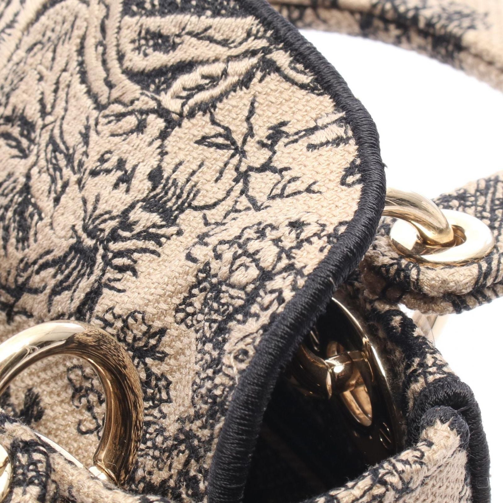 Dior Handbag Lady D-lite Mini 2-Way Gray Black Canvas Tote — view 7