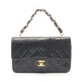Chanel Handbag Quilted Black Lambskin Top Handle