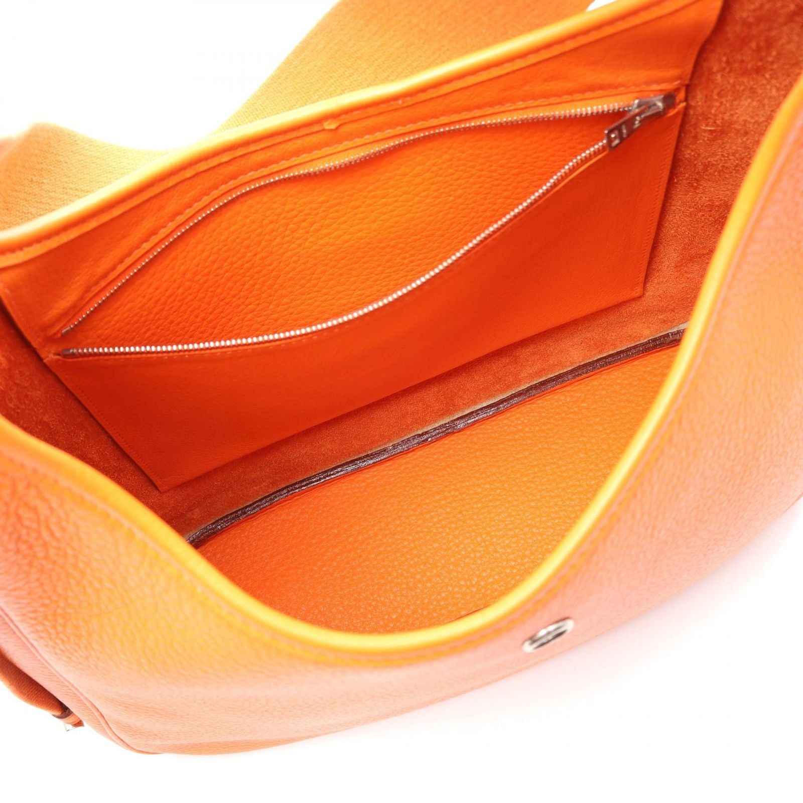 Hermes Shoulder Bag Saco Orange Leather — view 3