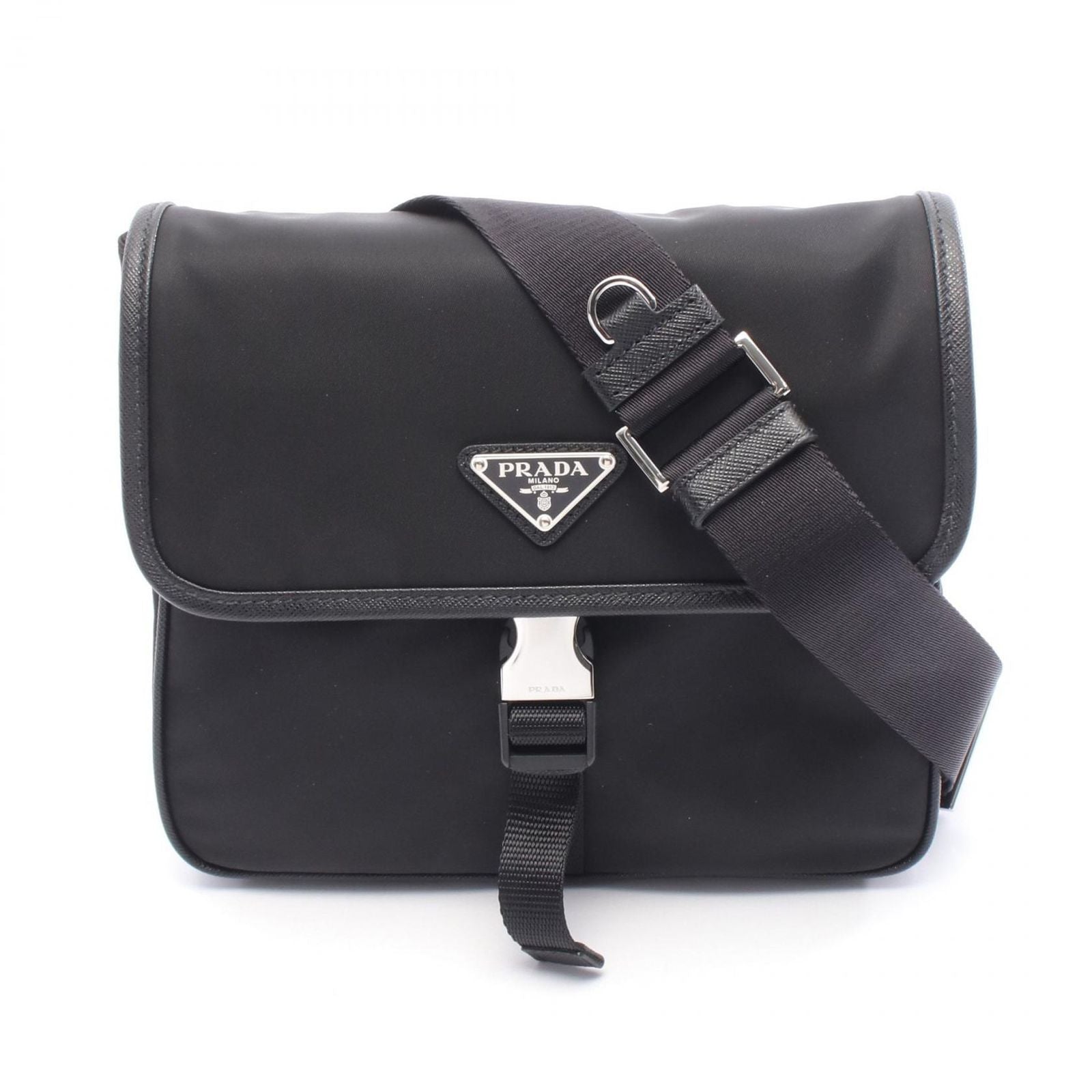 Prada Shoulder Bag Cross Nylon Saffiano Leather