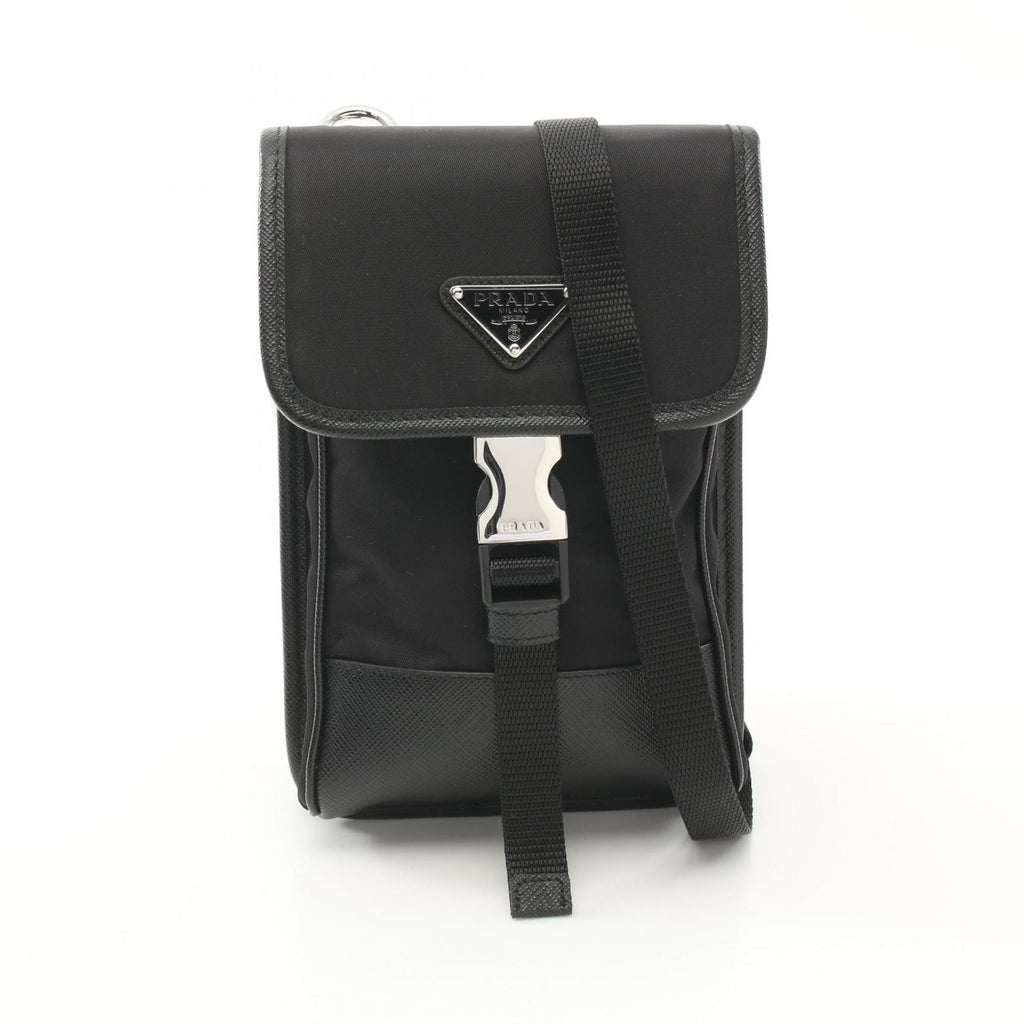 Prada Shoulder Bag Tessuto Saffian Nylon Saffiano Leather
