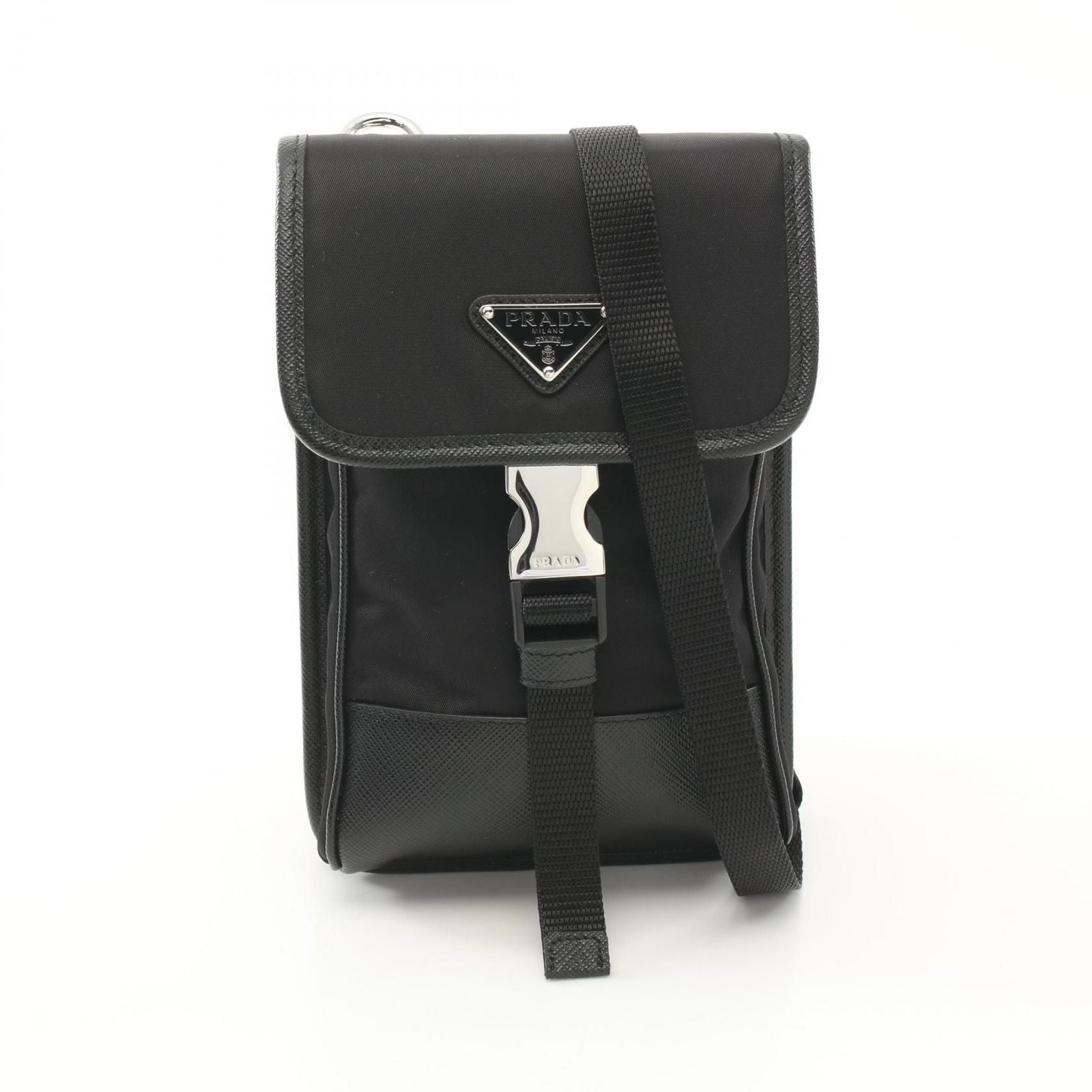 Prada Shoulder Bag Tessuto Saffian Nylon Saffiano Leather