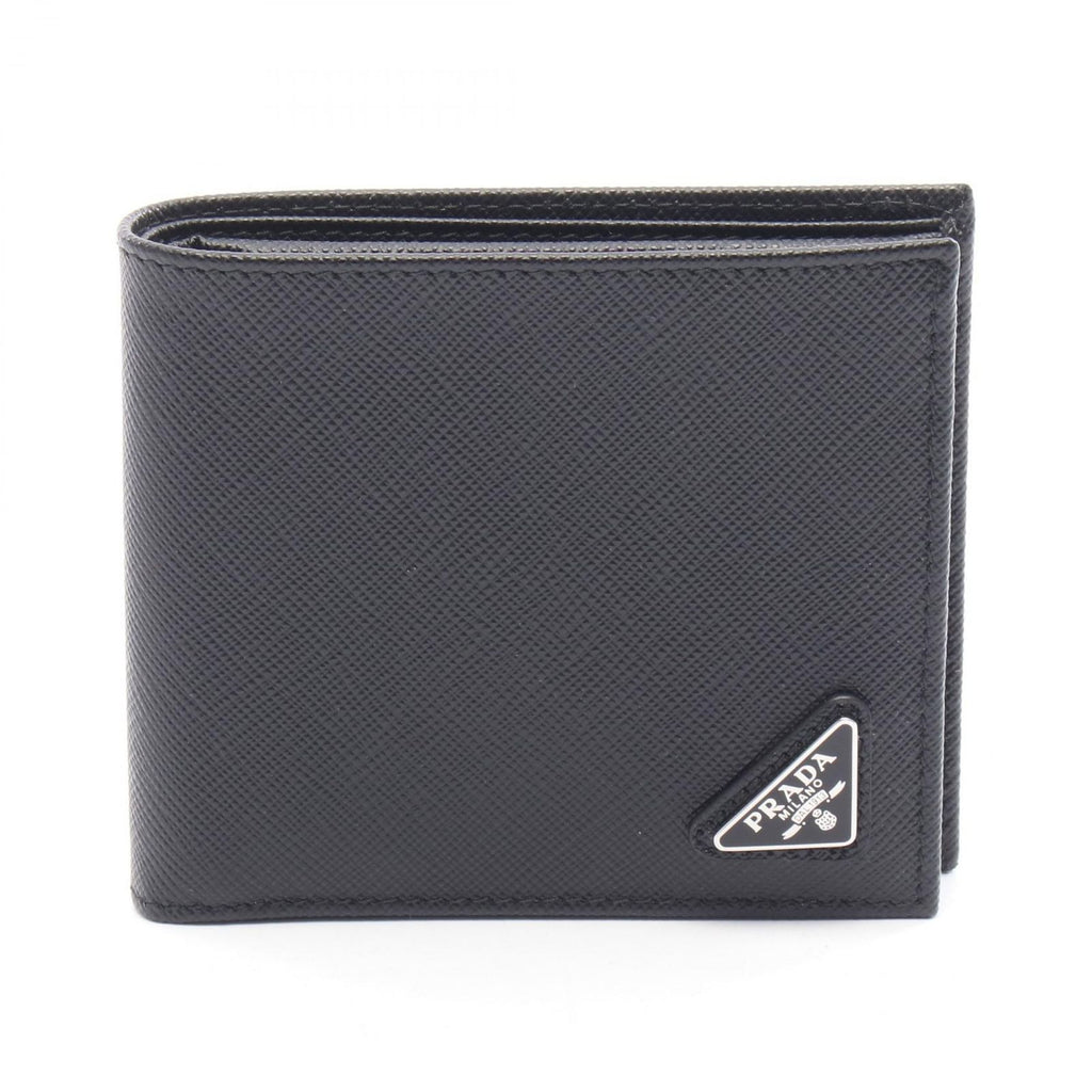 Prada Bifold Wallet Sasaffiano Triang Saffiano Leather