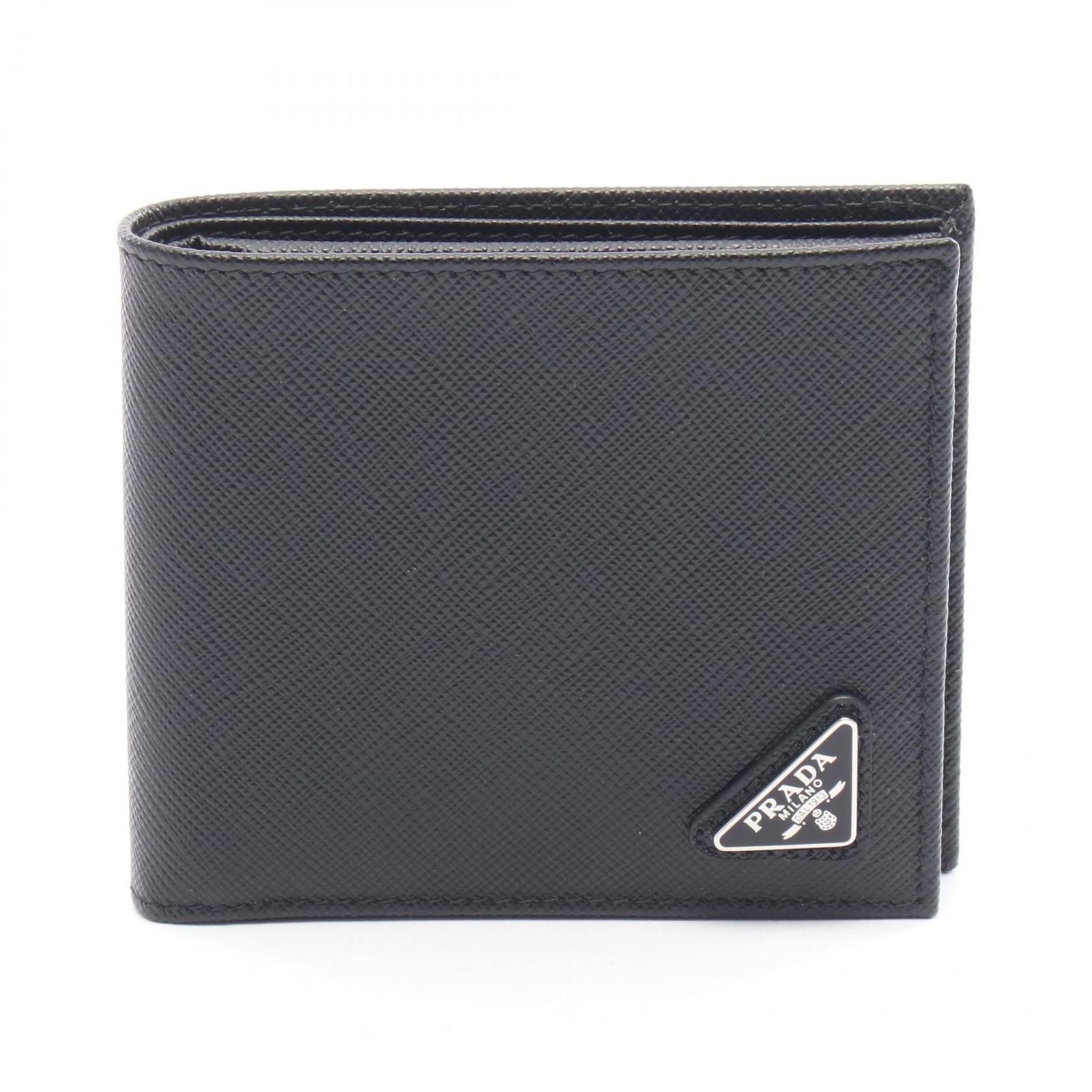 Prada Bifold Wallet Sasaffiano Triang Saffiano Leather