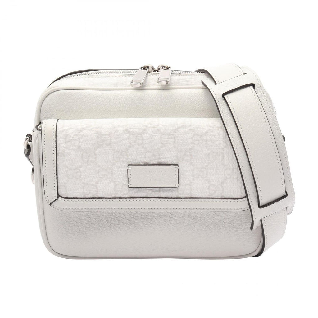 Gucci Shoulder Bag GG Supreme Small Cross White Canvas Leather