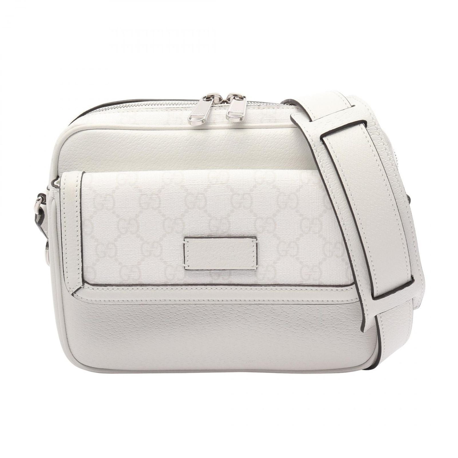 Gucci Shoulder Bag GG Supreme Small Cross White Canvas Leather