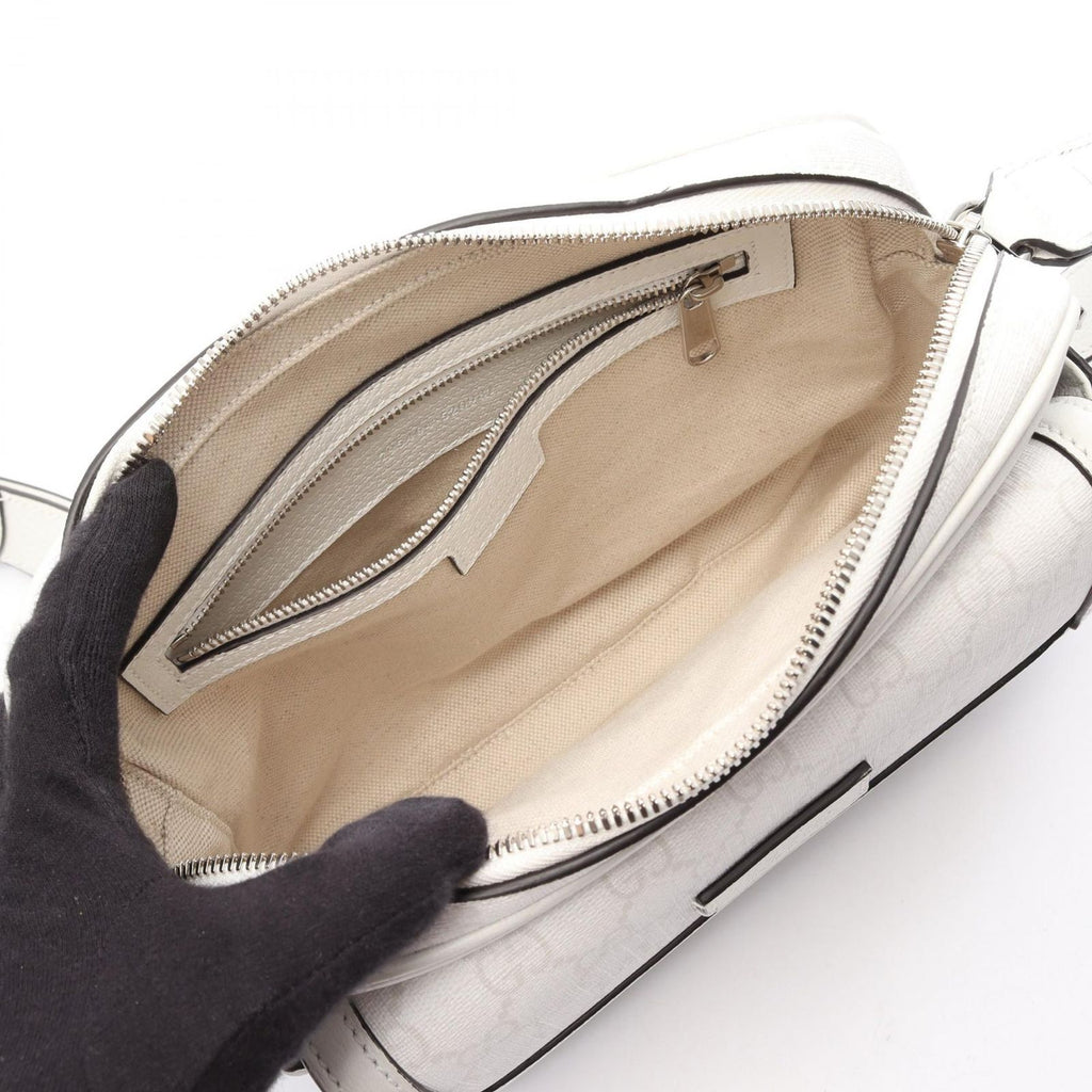 Gucci Shoulder Bag GG Supreme Small Cross White Canvas Leather — view 3
