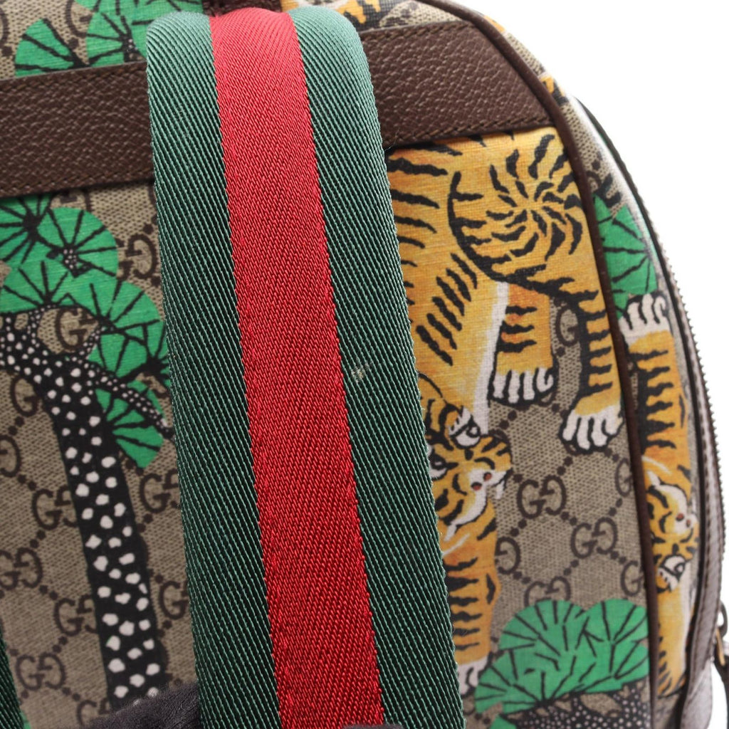 Gucci Backpack GG Supreme Bengal Sherry Line Beige Dark Brown Canvas Leather — view 7