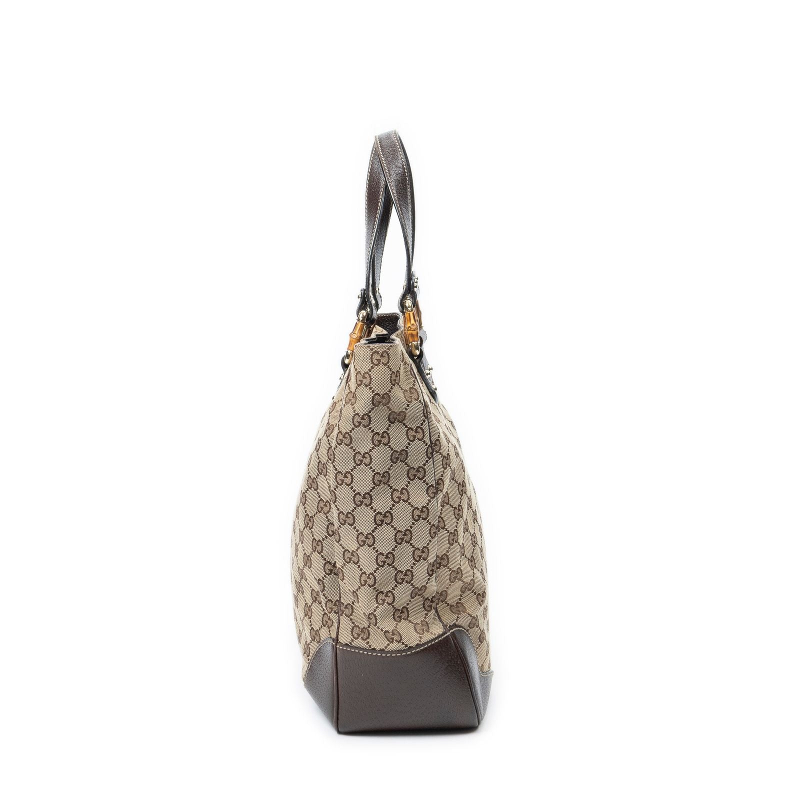 Gucci Bamboo Horsebit Tote Beige Brown GG Canvas — view 4