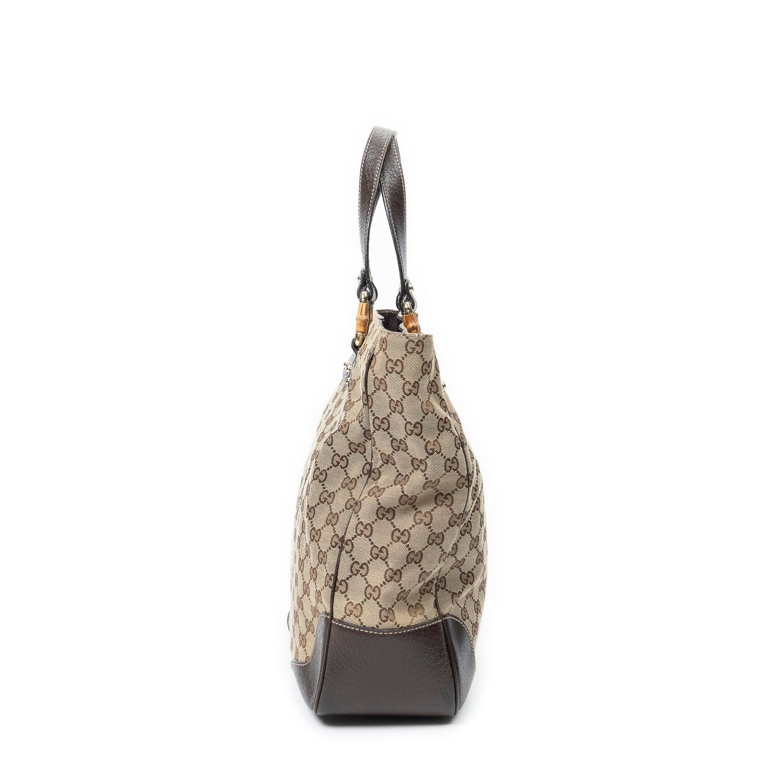 Gucci Bamboo Horsebit Tote Beige Brown GG Canvas — view 3
