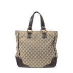 Gucci Bamboo Horsebit Tote Beige Brown GG Canvas