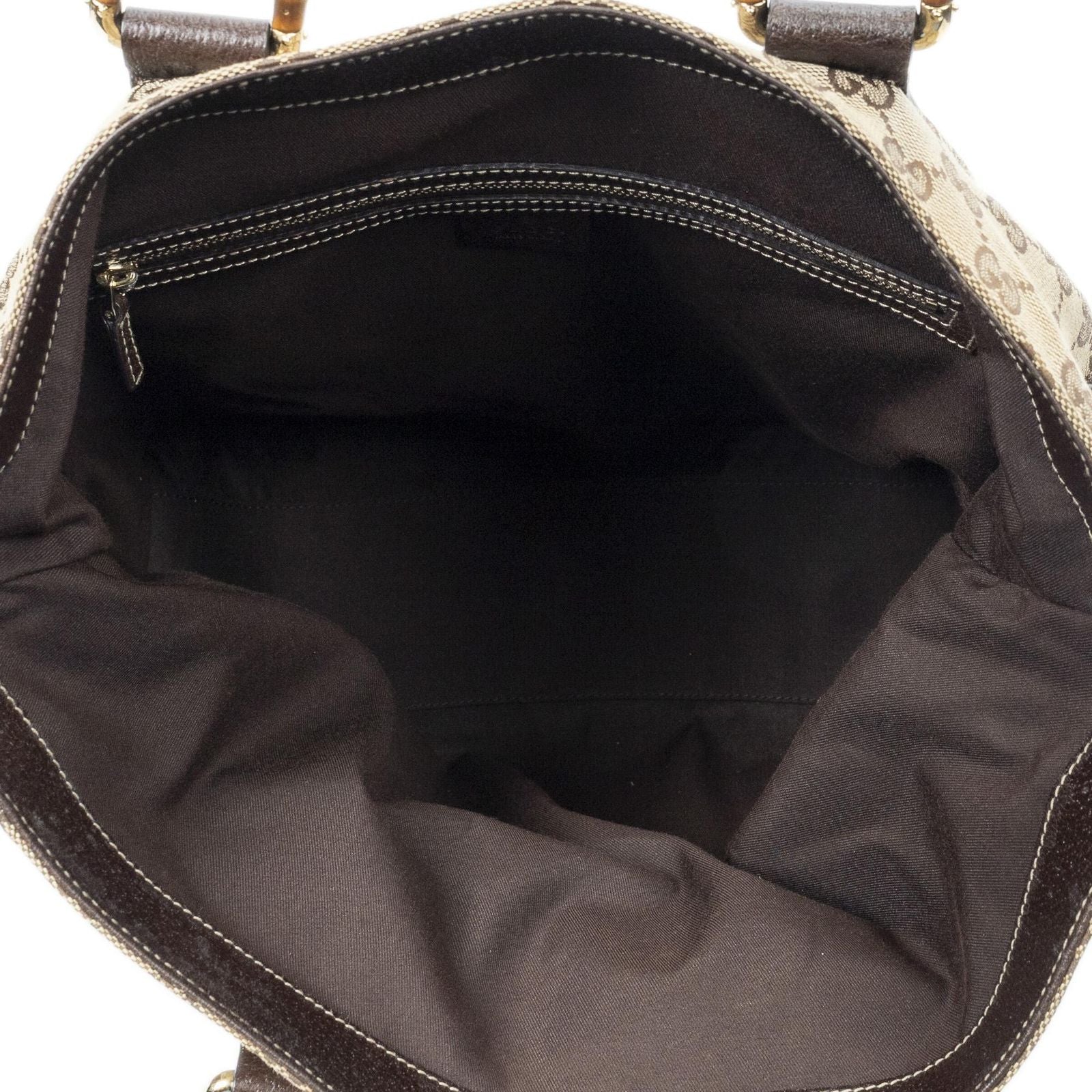 Gucci Bamboo Horsebit Tote Beige Brown GG Canvas — view 9