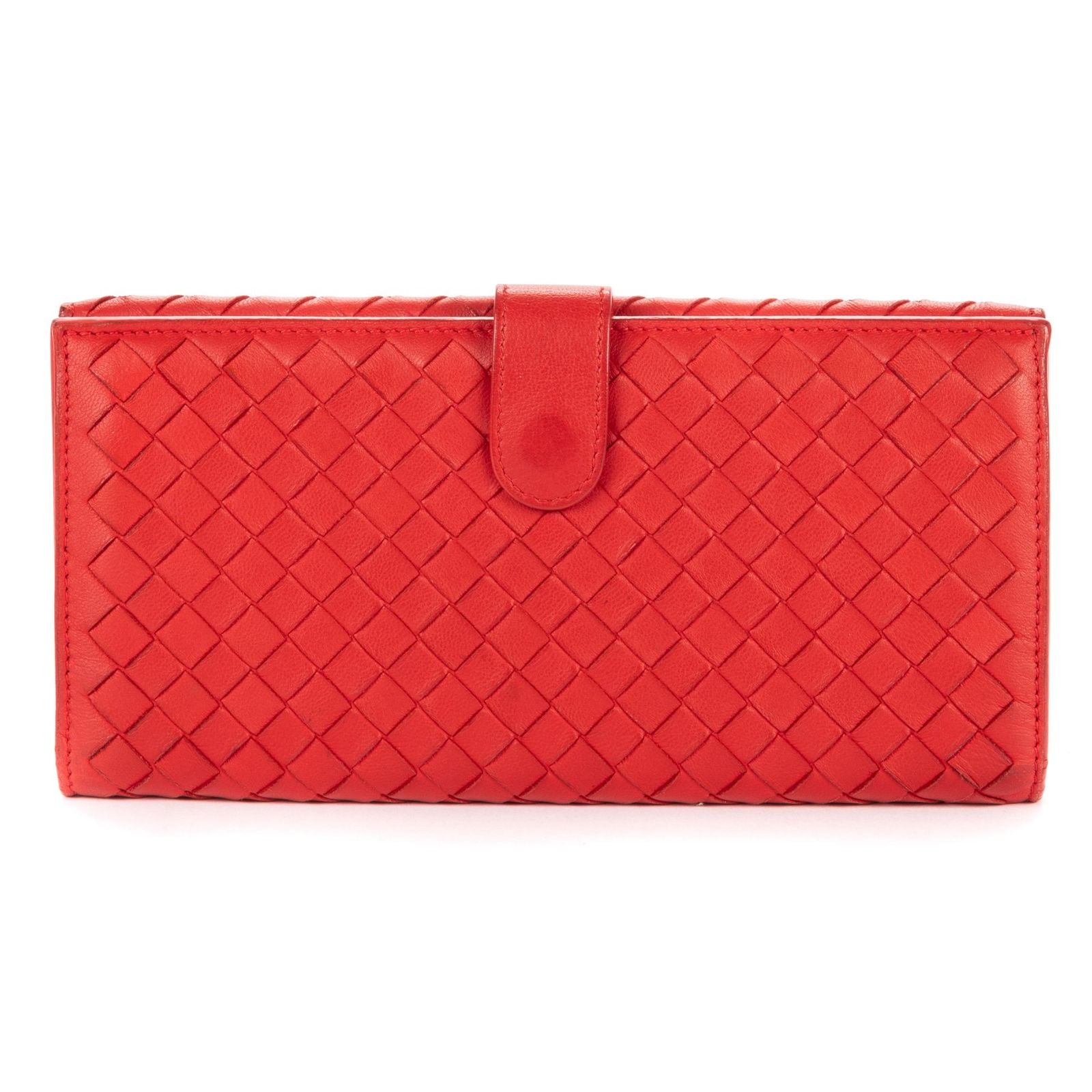 Bottega Venetal Flap Walletred Intrecciato Calfskin Leathera Wallet