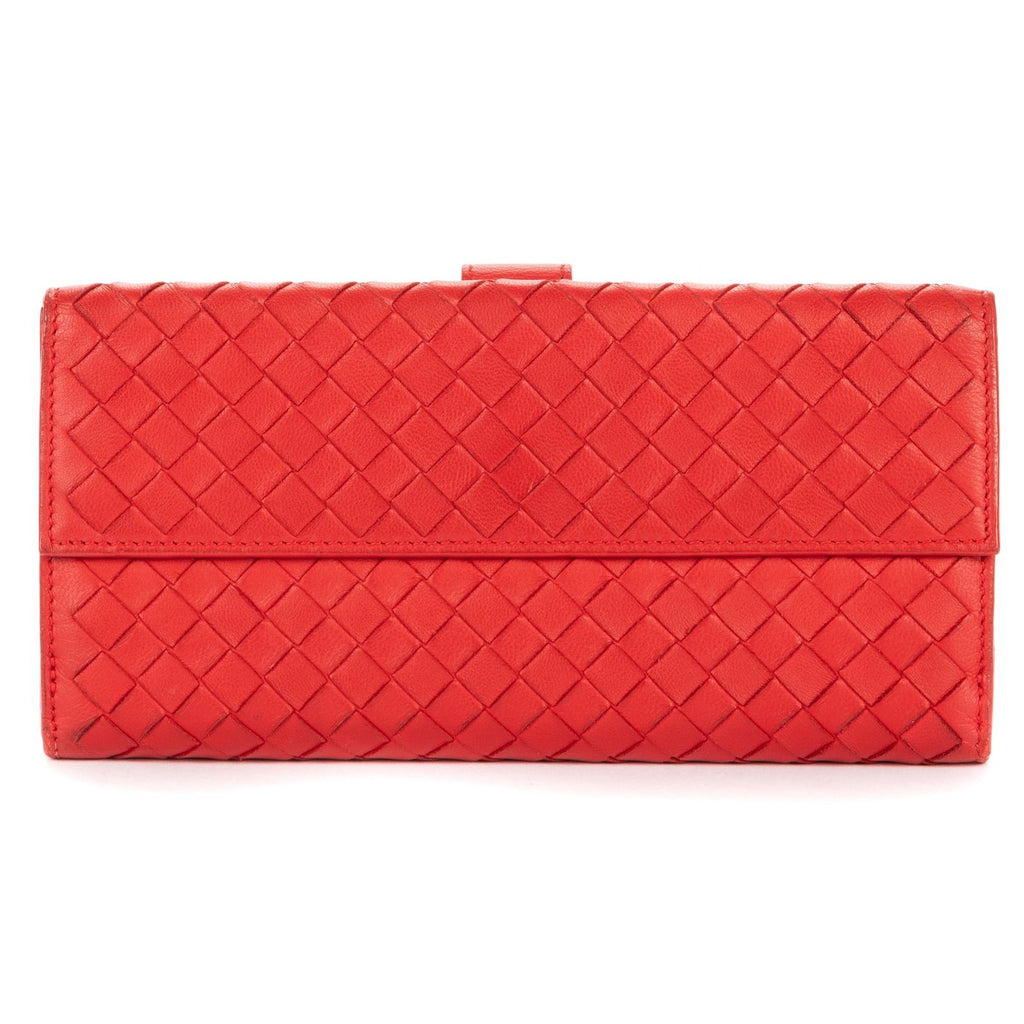 Bottega Venetal Flap Walletred Intrecciato Calfskin Leathera Wallet — view 5
