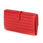 Bottega Venetal Flap Walletred Intrecciato Calfskin Leathera Wallet — view 2