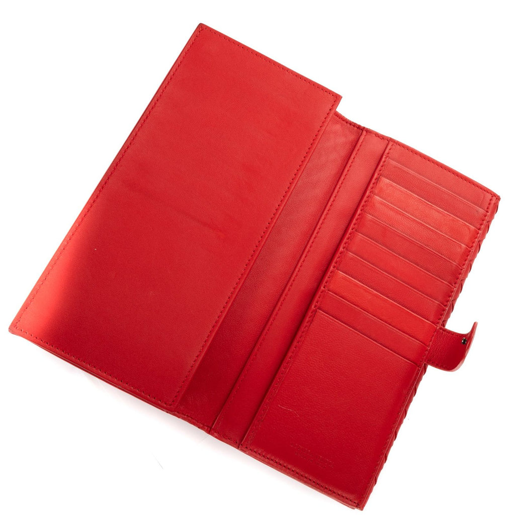 Bottega Venetal Flap Walletred Intrecciato Calfskin Leathera Wallet — view 9