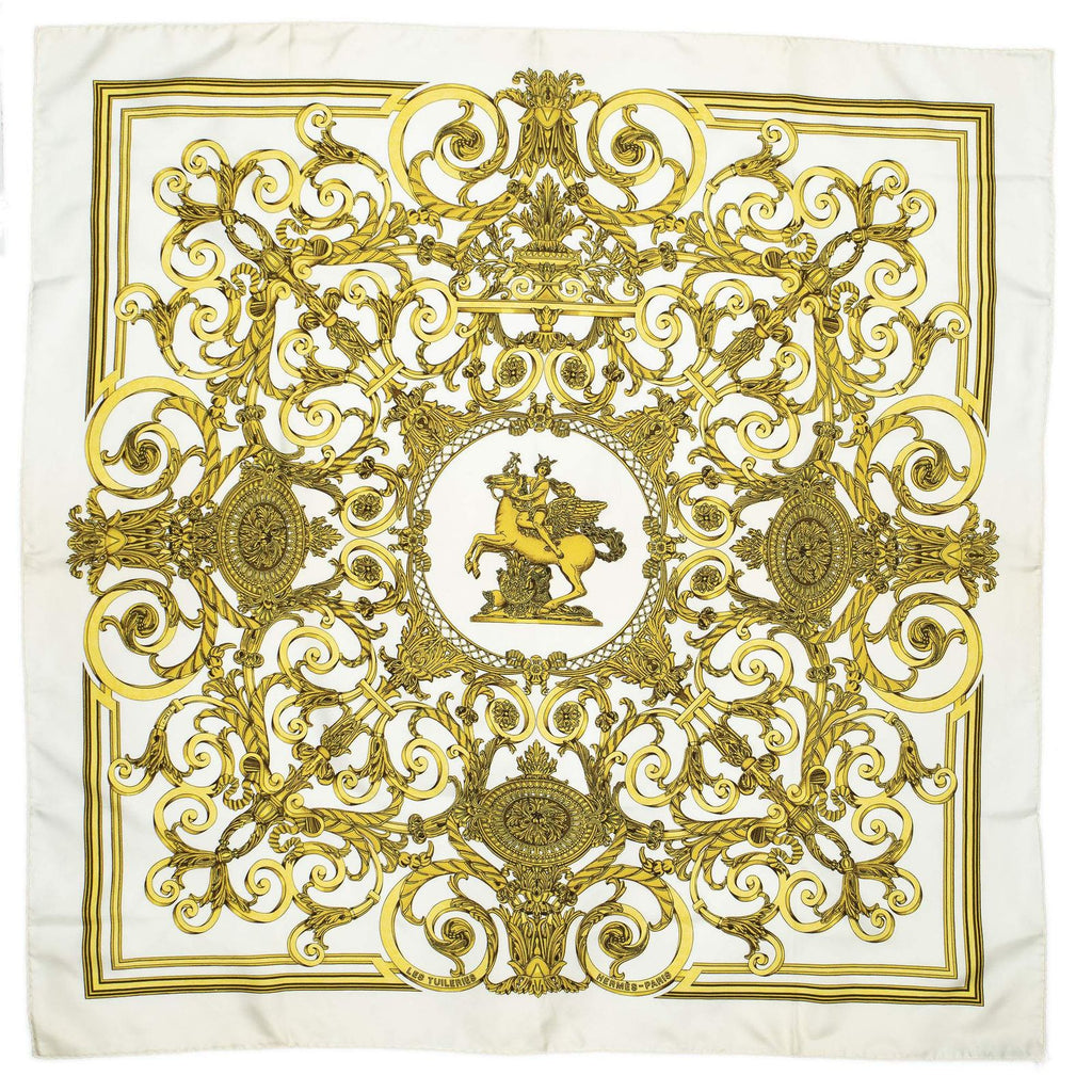 Hermes Scarf Ivory Beige Silk — view 2