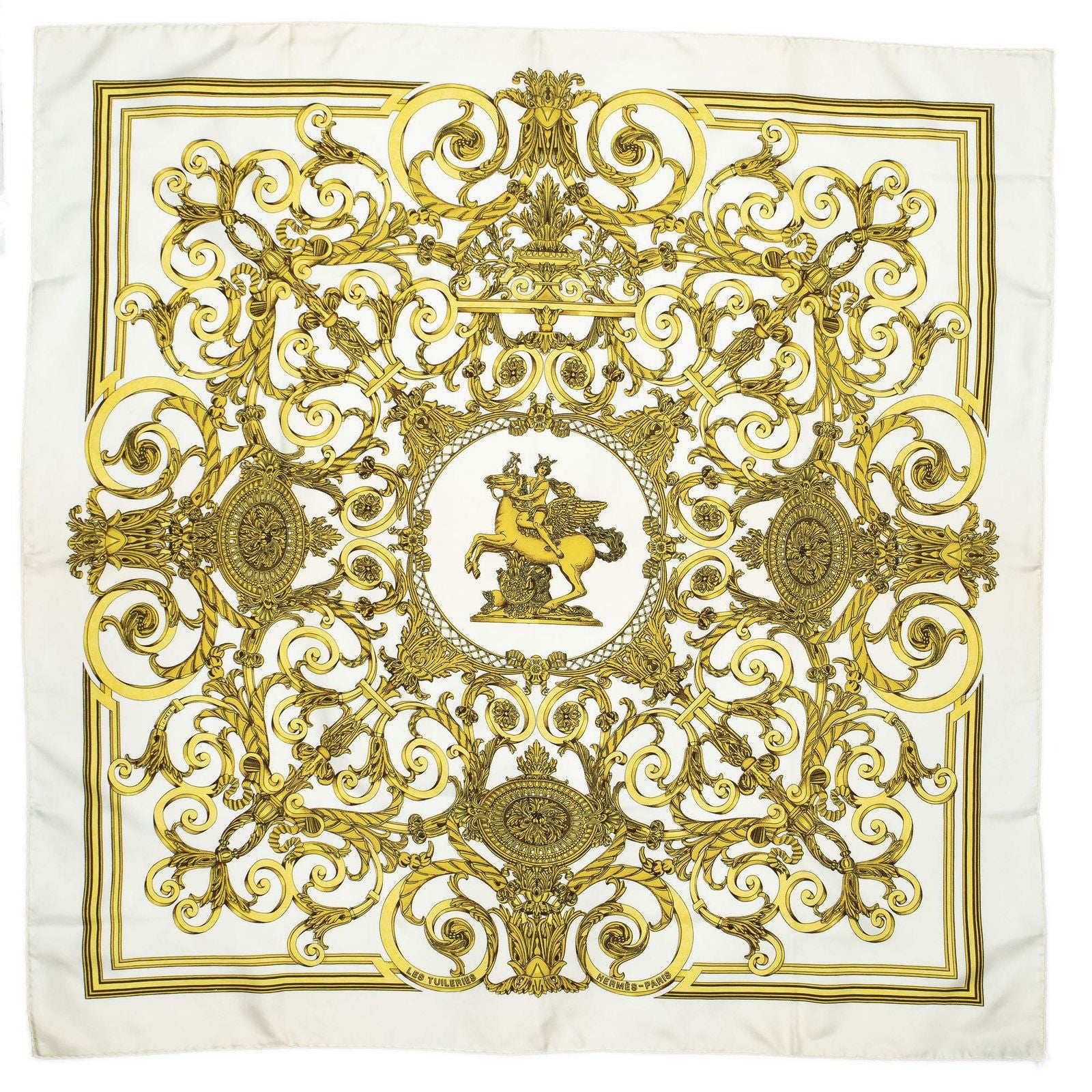 Hermes Scarf Ivory Beige Silk — view 2