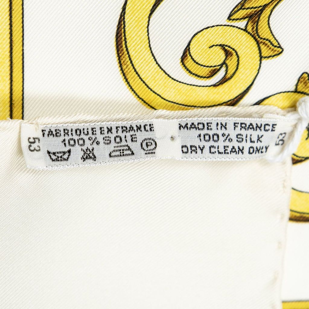 Hermes Scarf Ivory Beige Silk — view 5