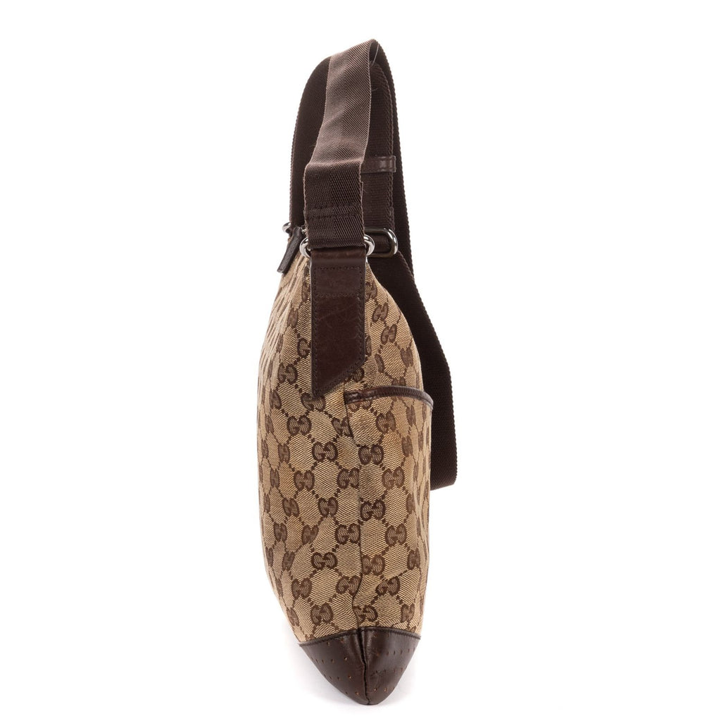 Gucci Vintage Flap Messenger Beige Dark Brown GG Canvas — view 4