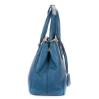Prada Large Double Zip Galleria Tote Blue Saffiano Leather — view 4