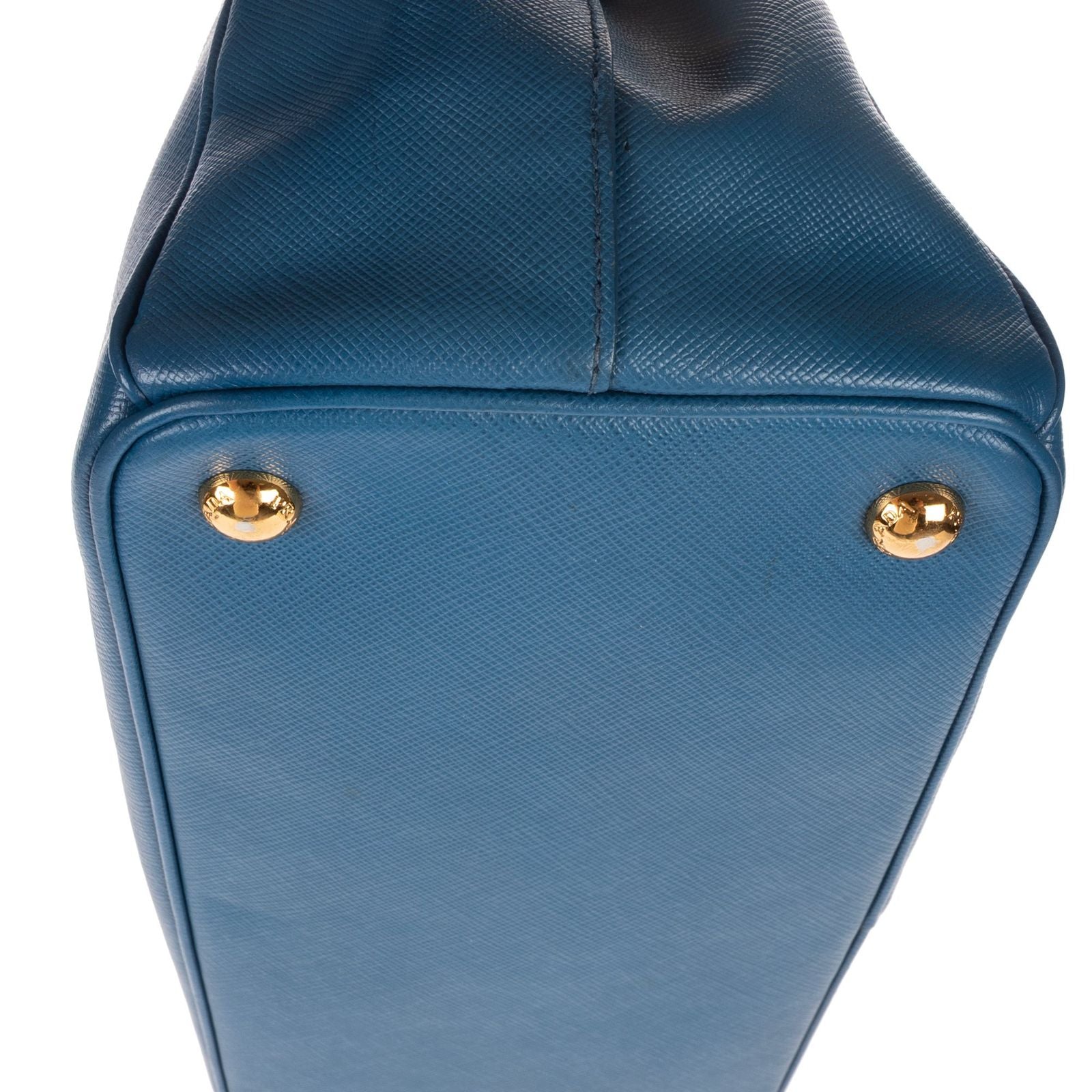 Prada Large Double Zip Galleria Tote Blue Saffiano Leather — view 7