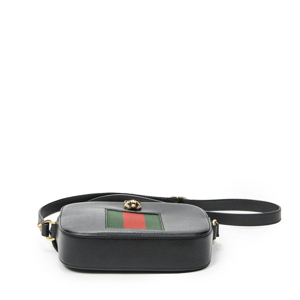 Gucci Web Animalier Disco Crossbody Black Grain Calf Skin Leather — view 6