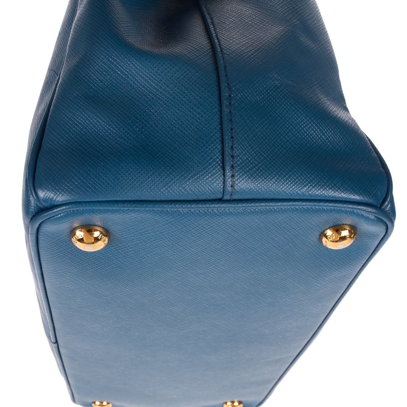 Prada Large Double Zip Galleria Tote Blue Saffiano Leather — view 8