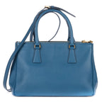 Prada Large Double Zip Galleria Tote Blue Saffiano Leather — view 5