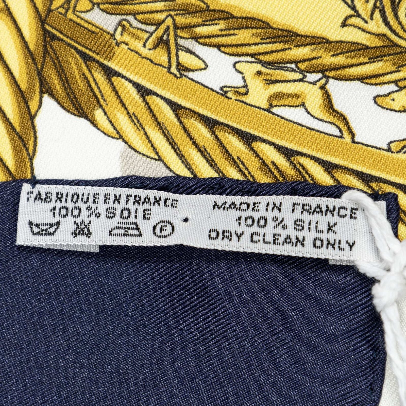 Hermes Scarf Navy Gold Ivory Silk — view 5