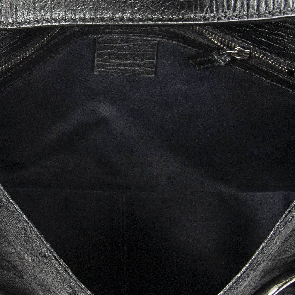 Gucci Horsebit Chain Shoulder Flap Black GG Canvas — view 9