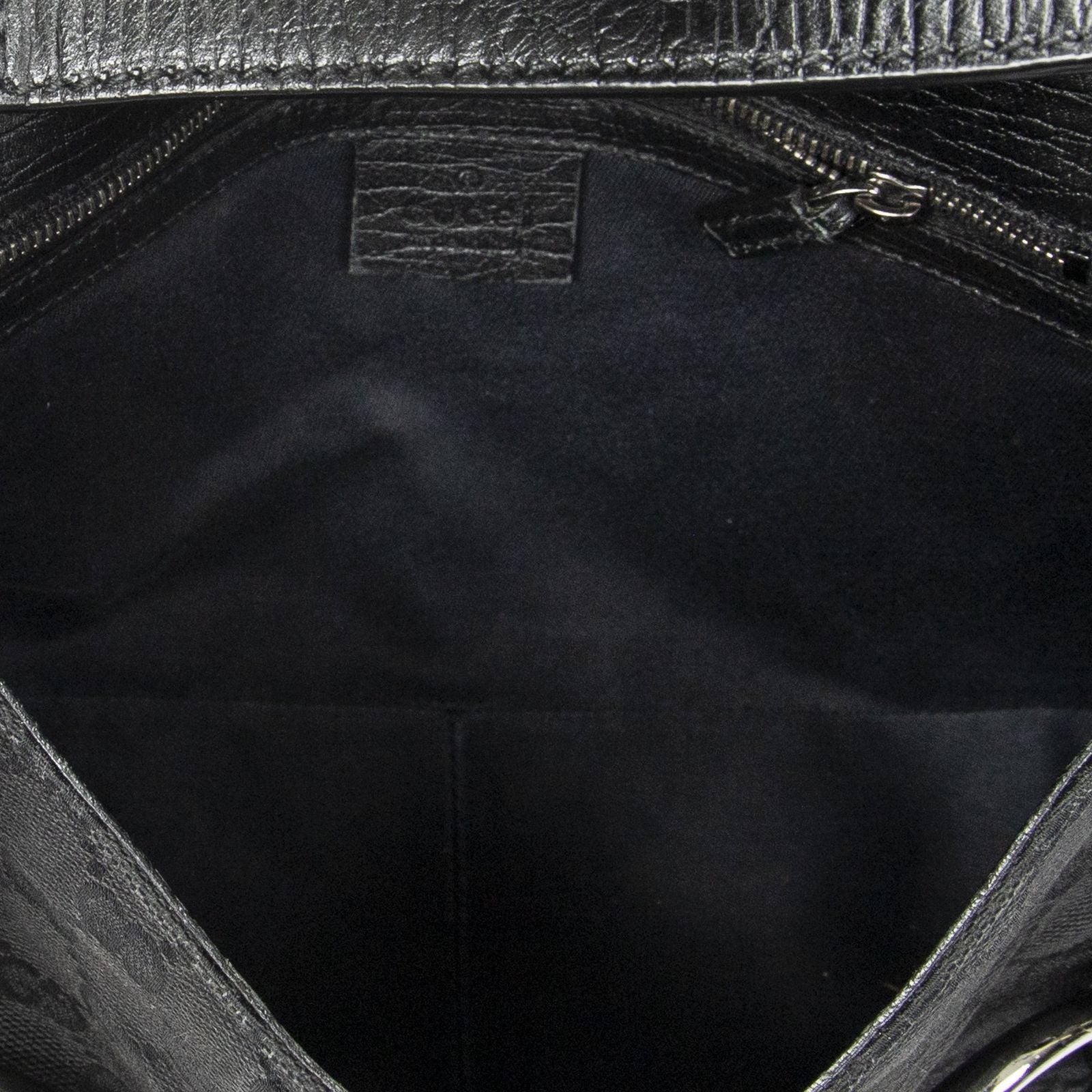 Gucci Horsebit Chain Shoulder Flap Black GG Canvas — view 9