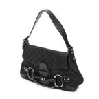 Gucci Horsebit Chain Shoulder Flap Black GG Canvas — view 2
