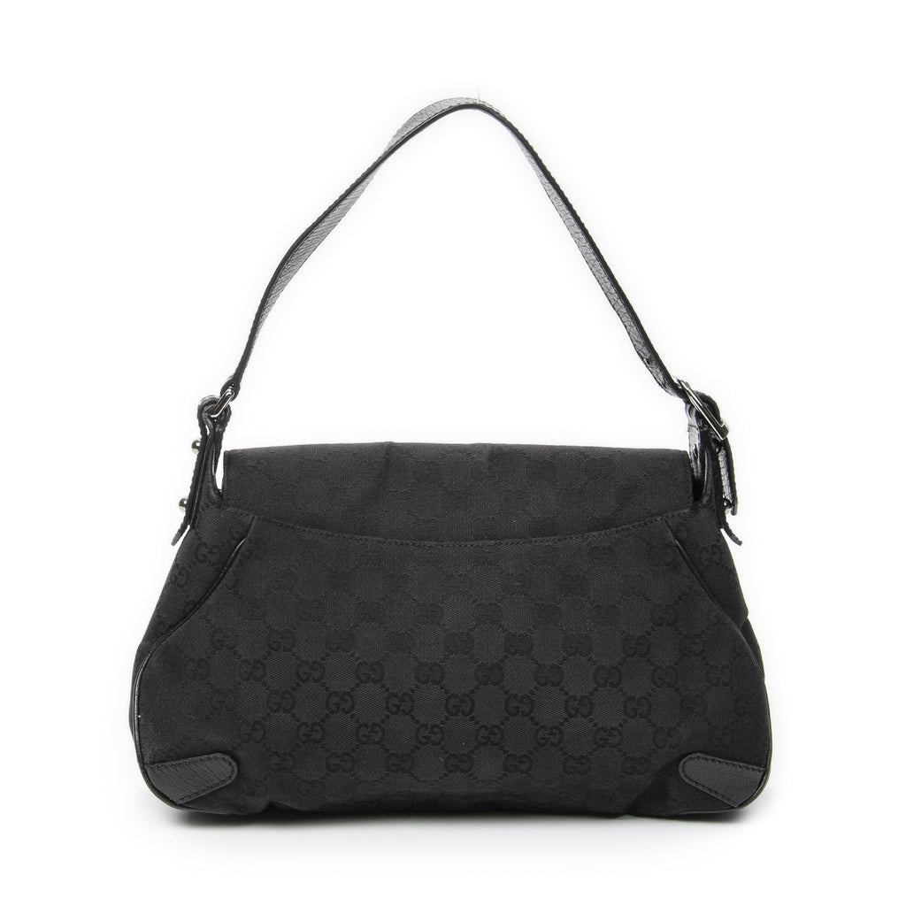 Gucci Horsebit Chain Shoulder Flap Black GG Canvas — view 5