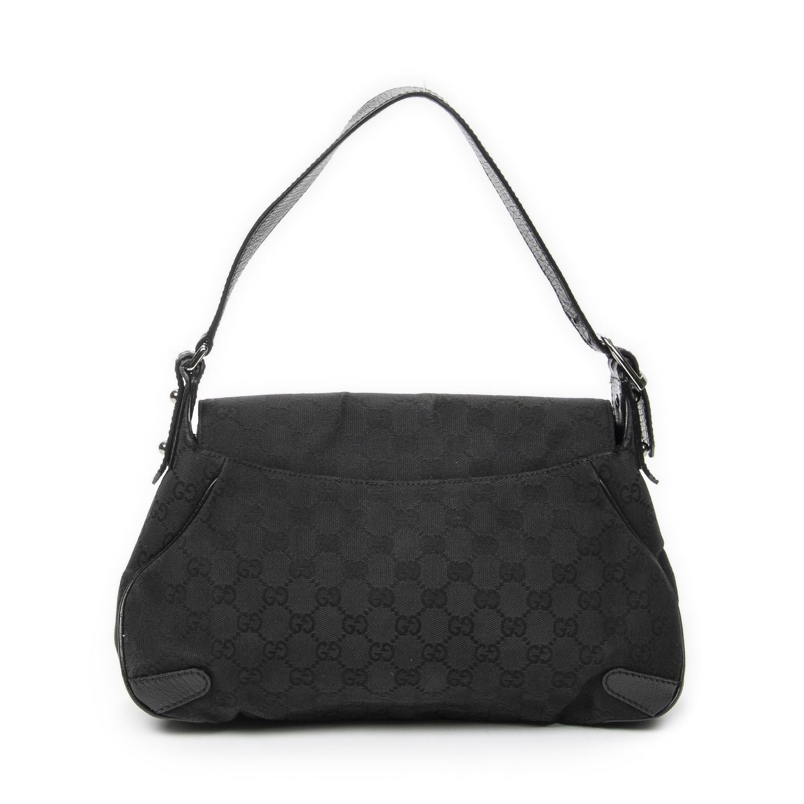 Gucci Horsebit Chain Shoulder Flap Black GG Canvas — view 5