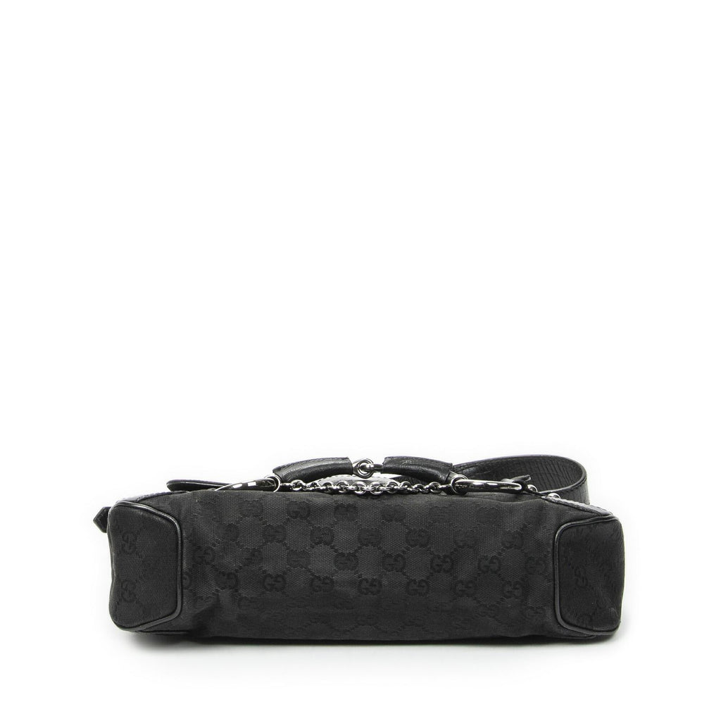 Gucci Horsebit Chain Shoulder Flap Black GG Canvas — view 6