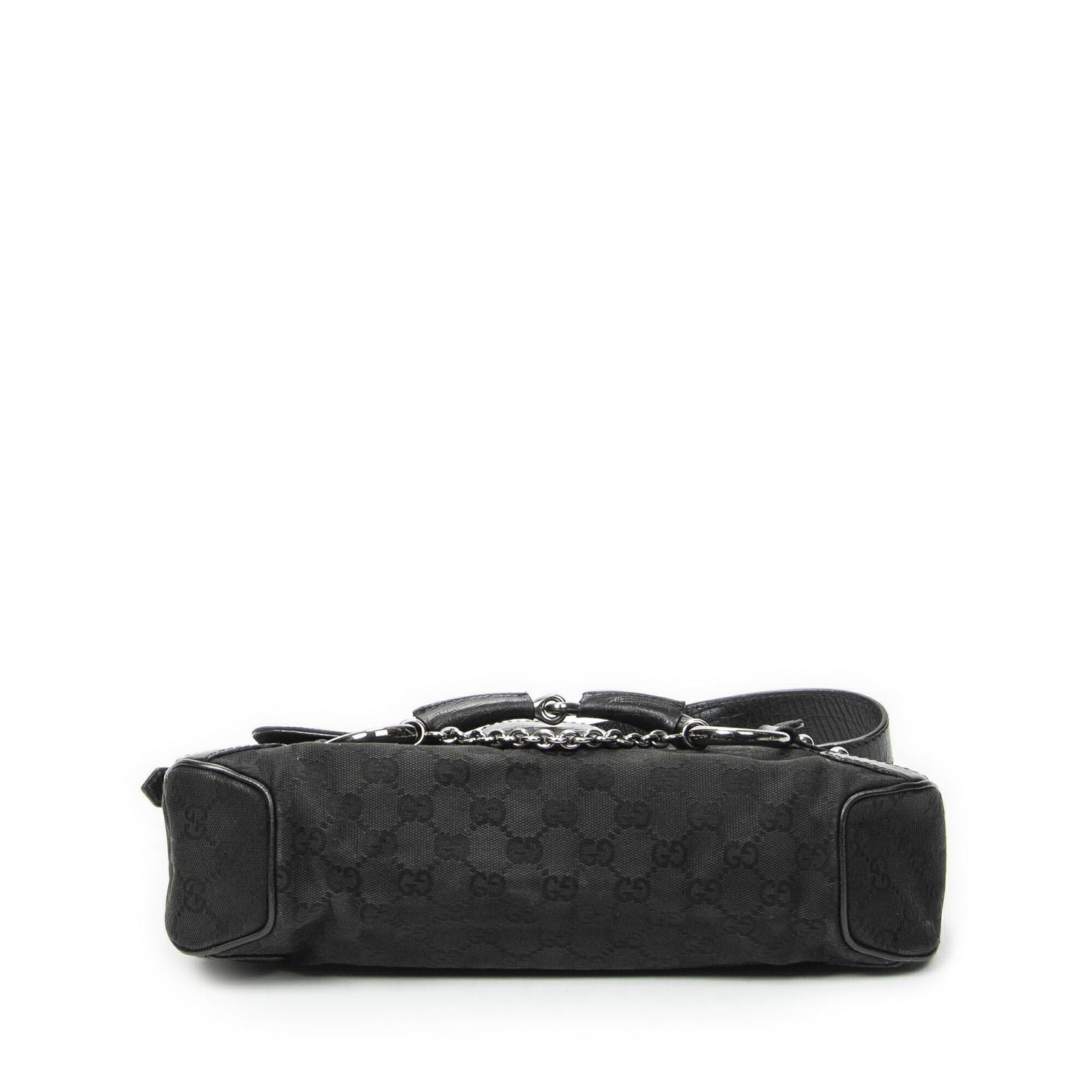 Gucci Horsebit Chain Shoulder Flap Black GG Canvas — view 6