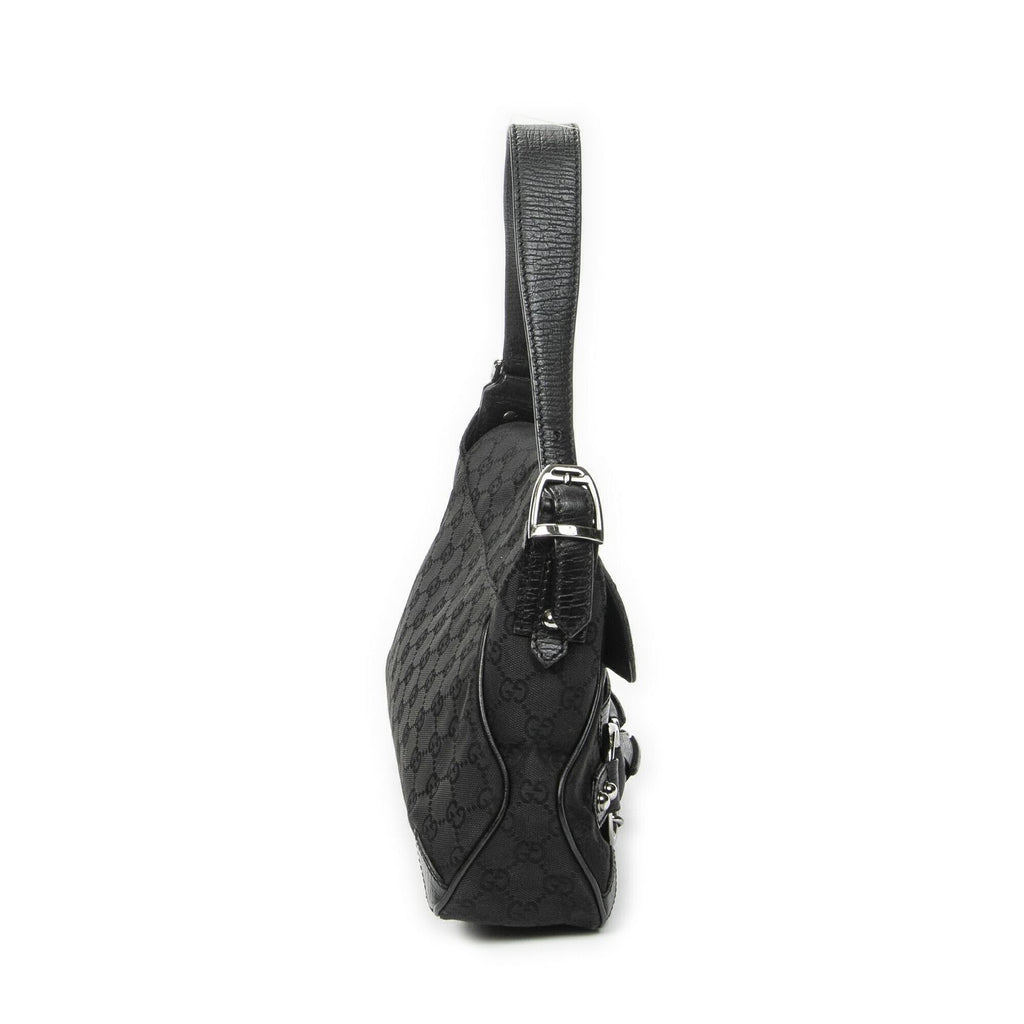 Gucci Horsebit Chain Shoulder Flap Black GG Canvas — view 4