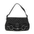 Gucci Horsebit Chain Shoulder Flap Black GG Canvas