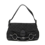 Gucci Horsebit Chain Shoulder Flap Black GG Canvas
