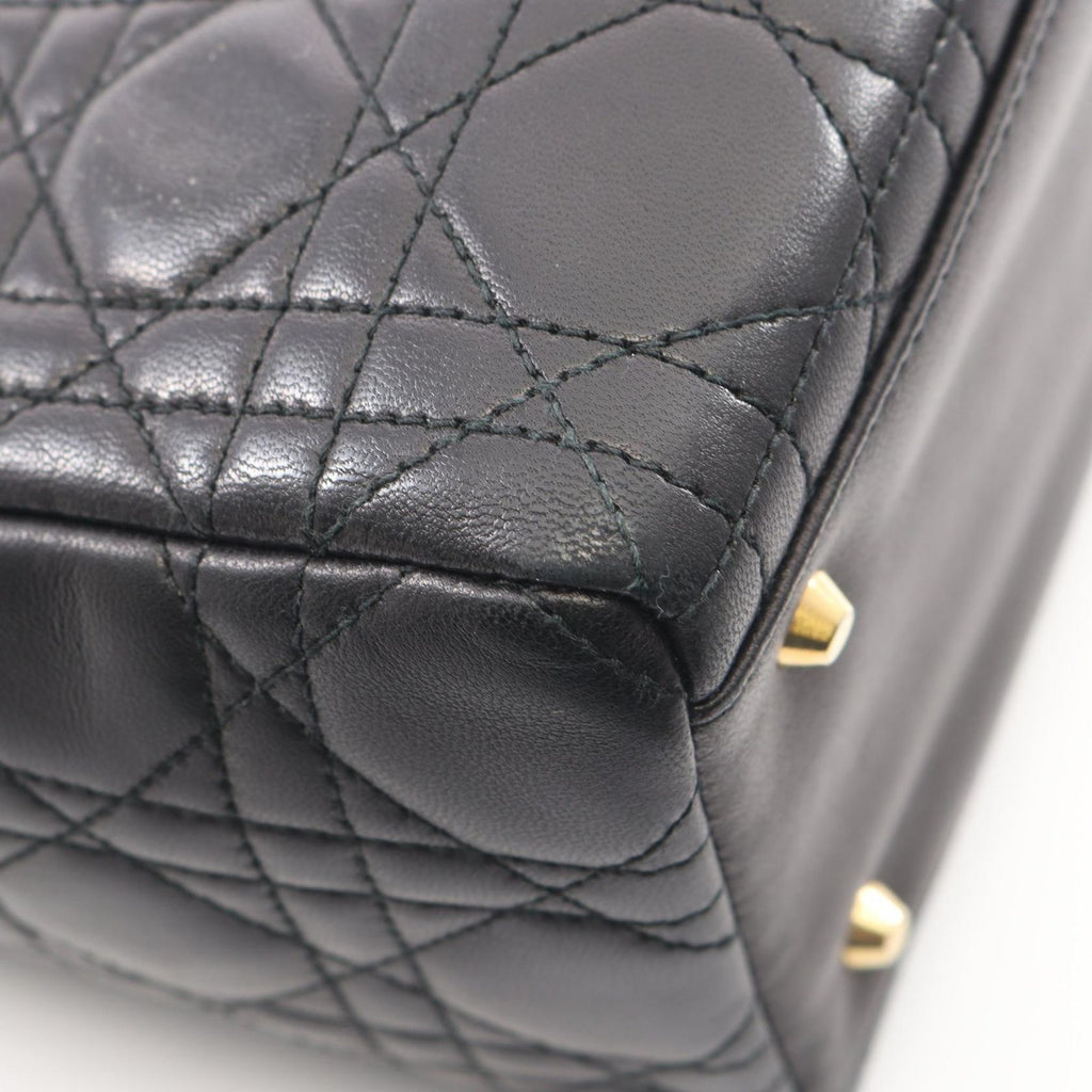 Dior Handbag Lady Dior Cannage 2-Way Black Leather Tote — view 6