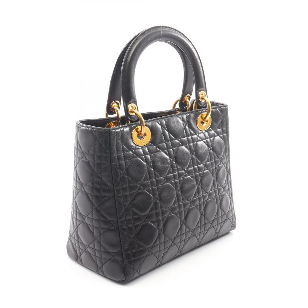 Dior Handbag Lady Dior Cannage 2-Way Black Leather Tote — view 2