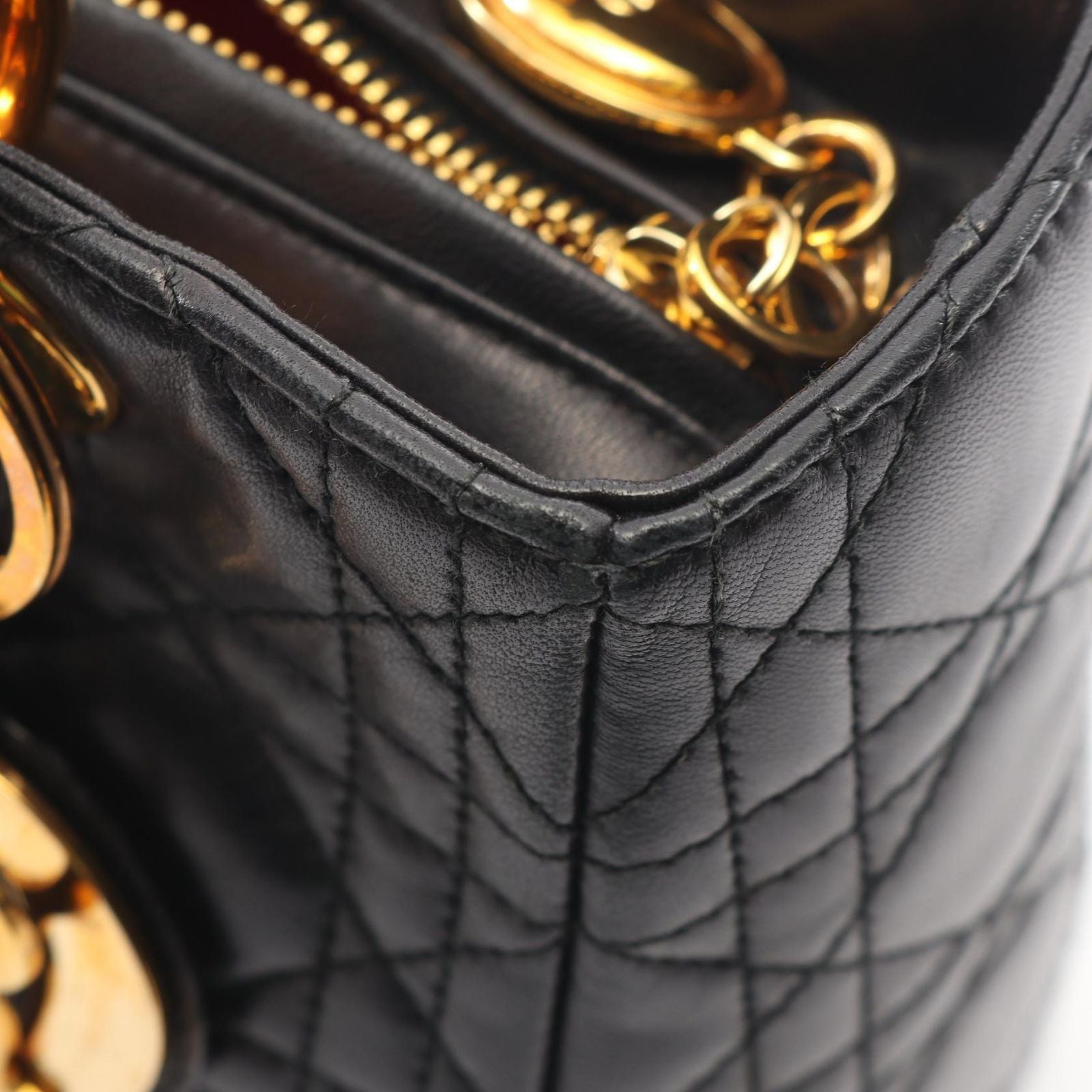 Dior Handbag Lady Dior Cannage 2-Way Black Leather Tote — view 5