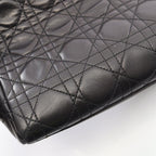 Dior Handbag Lady Dior Cannage 2-Way Black Leather Tote — view 9