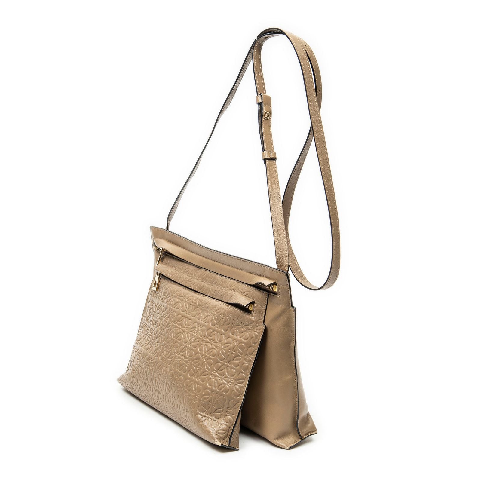 Loewedouble Pouch Crossbody Brown Animal Embossed Leather — view 2