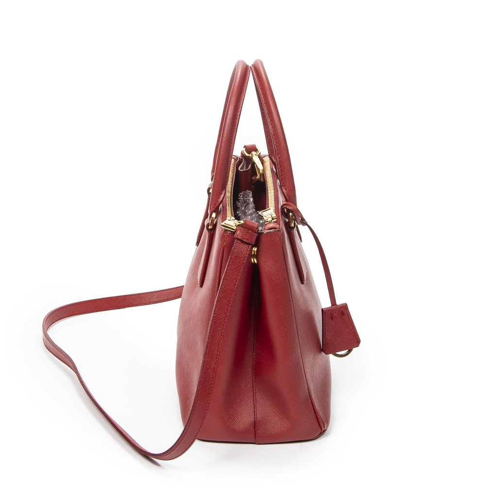 Prada Large Double Zip Galleria Tote Red Saffiano Leather — view 4