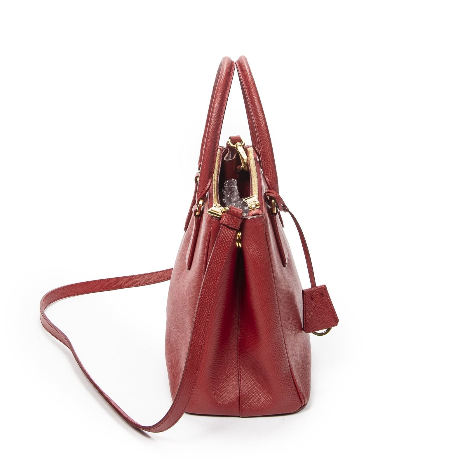Prada Large Double Zip Galleria Tote Red Saffiano Leather — view 4