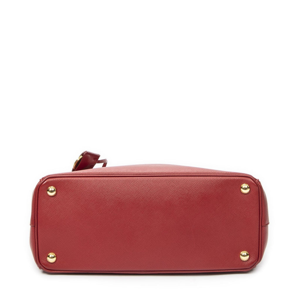 Prada Large Double Zip Galleria Tote Red Saffiano Leather — view 6