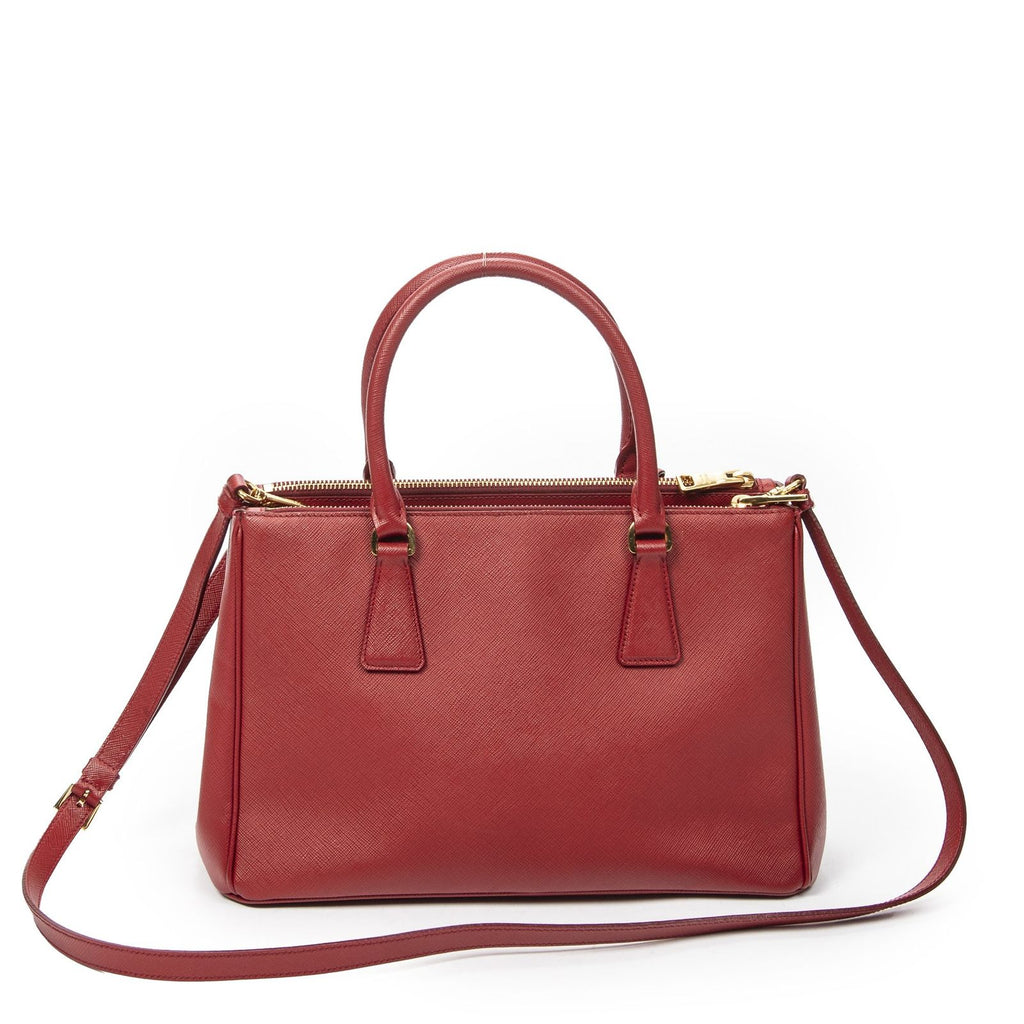 Prada Large Double Zip Galleria Tote Red Saffiano Leather — view 5
