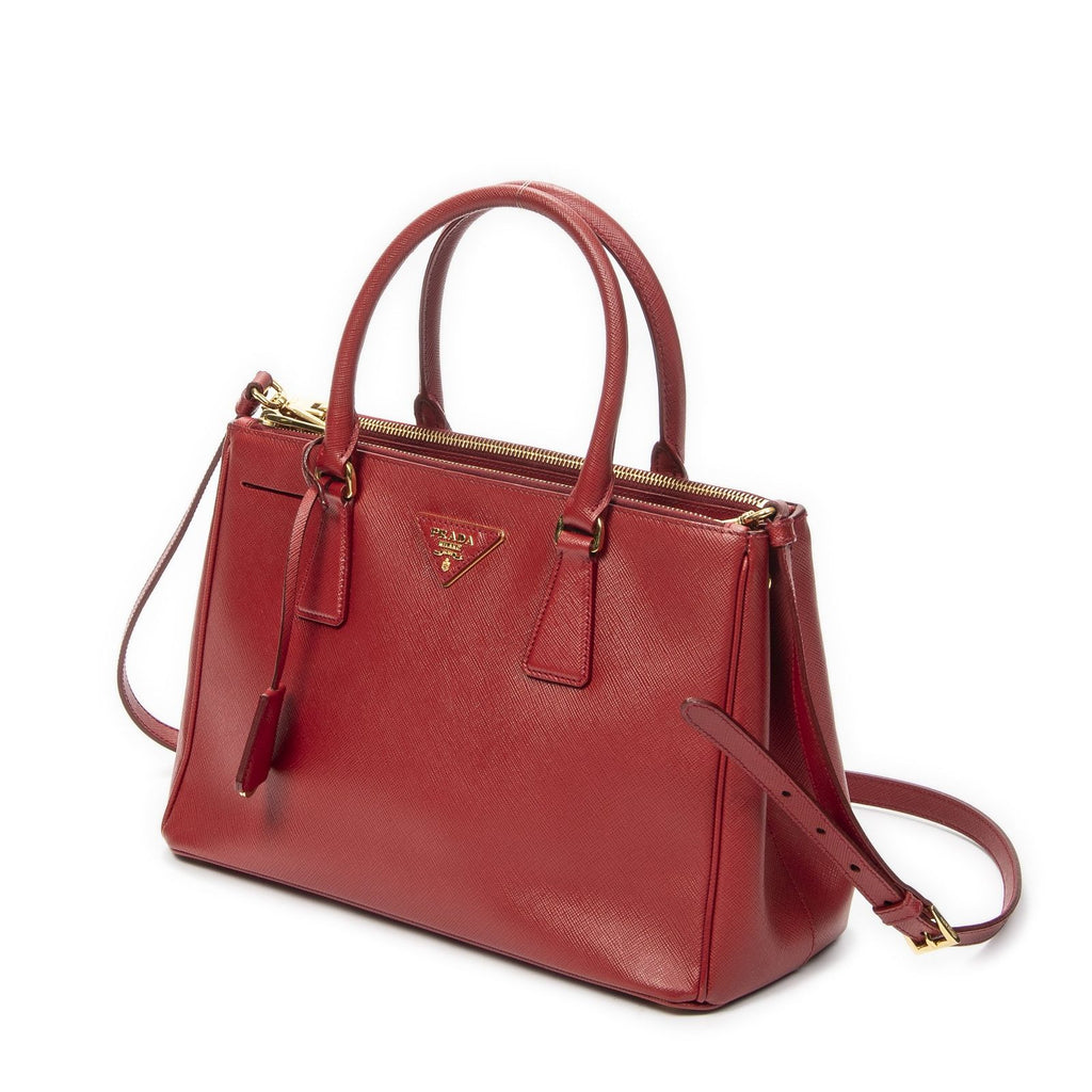 Prada Large Double Zip Galleria Tote Red Saffiano Leather — view 2